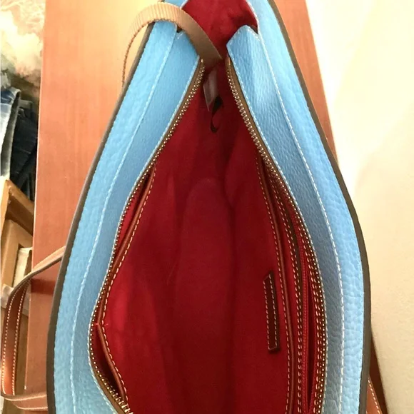 Dooney & Bourke Blue Pebbled Leather Satchel Handbag w Dust Bag - Picture 9 of 9